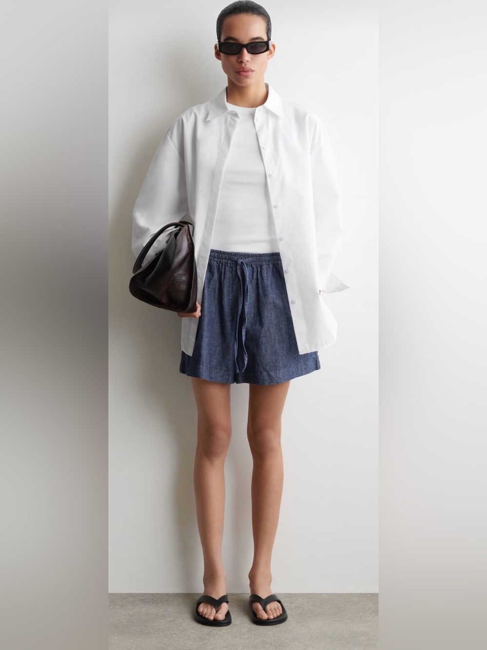 COS DRAWSTRING DENIM SHORTS